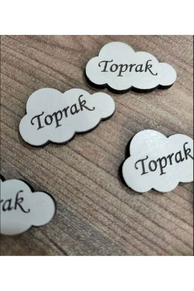 GÜVEN Bulut Ahşap Lazer Kesim Isimli Etiket 25 Adet