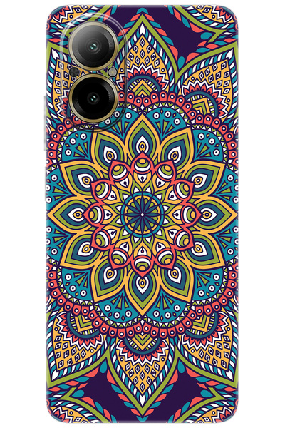realme 12 Lite (RMX3890) Uyumlu Kılıf Desen Baskılı Silikon Mandala Vektör Ta...