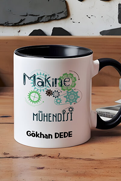 Hedizu Kişiye Özel Makine Mühendisi Kupa Bardak Siyah Mühendisler Günü Hediyesi
