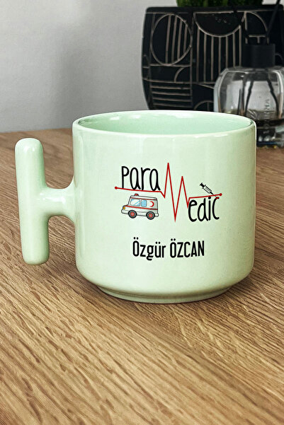 Hedizu Kişiye Özel Paramedik Pastel T Kulplu Kupa Bardak Yeşil İsme Özel Tıp ...