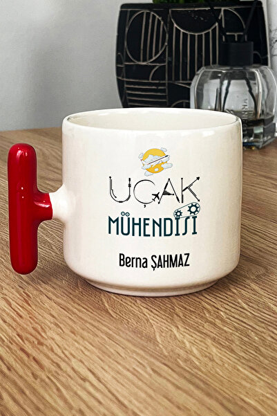 Hedizu Kişiye Özel Uçak Mühendisi Kupa Bardak T Kulplu Kırmızı Mühendisler Gü...