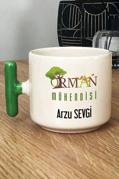 Hedizu Kişiye Özel Orman Mühendisi Kupa Bardak T Kulplu Yeşil Mühendisler Gün...