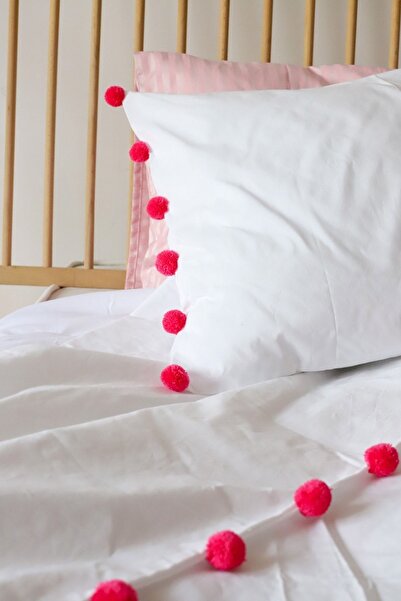Tekstil Home Candy Pink Pompom Single Duvet Cover Set Cotton Fabric Young Children's Room Design Retro