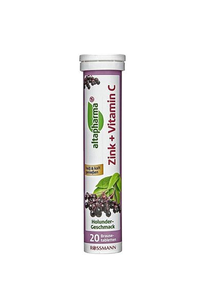 Altapharma Vitamin C, Zinc Containing Supplementary Food Effervescent Tablet Black Mulberry Flavored 20 A