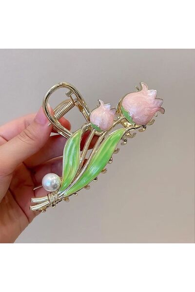 GÜLPEŞE Cataramă cu zăvor din metal auriu lalele