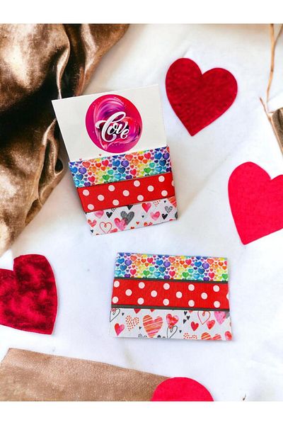 t tuğset etiket Valentine's Day Love Ribbon Heart Patterned Ribbon 3 m -T885