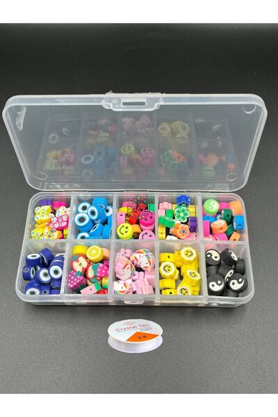 Ebruli Boncuk Figür Boncuk Kutu Set Takı Yapımı Aksesuar Bead (10 Bölmeli)