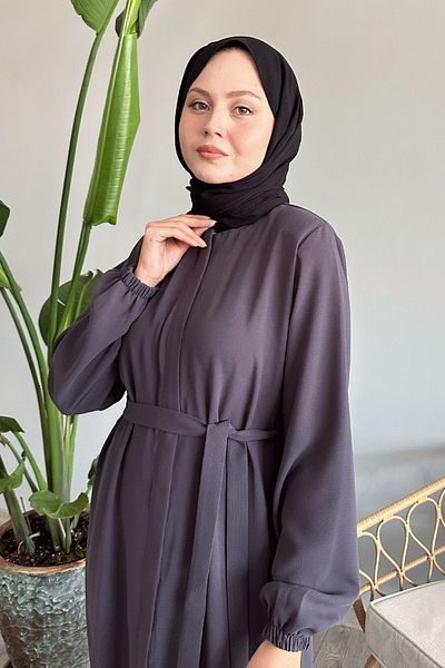 InStyle Anthracite Colored Honeycomb Fabric Belted Ferace