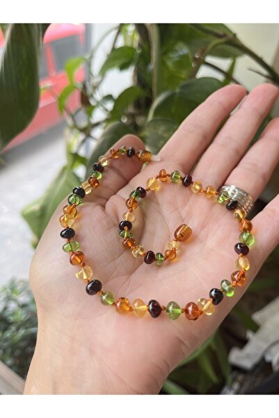 KEHRİBAREVİ KARAMAN Damla Kehribar Bebek Kolyesi Model 001