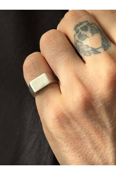 CAPO by Aytaç Yamaç Serçe Parmak Dikdörtgen Üstü Düz Mühür Yüzük Ayarlanabili...