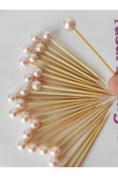 BEYHAN BAYHAN 50 Adet Pembe İncili Kürdan - Kız Bebek İncili Mevlid Kürdanı 6...