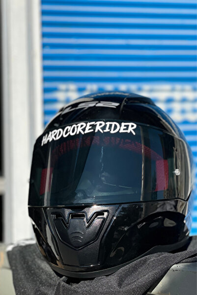 Banxtre Kask-Vizör için Dekoratif Beyaz Renk Hard Core Rider Sticker Etiket 1...