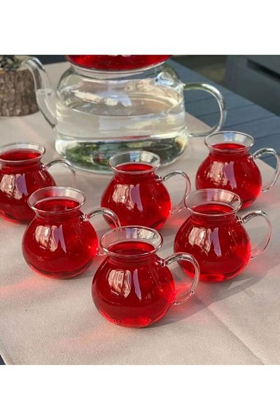 MİMOZA PARK 6 Pieces of Arbitrary Ala - Borosilicate Tea Cup