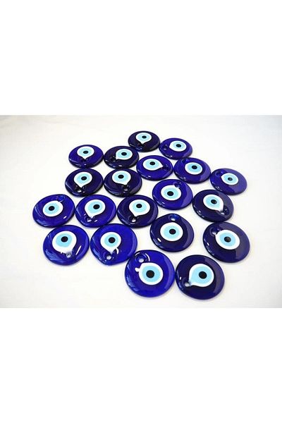 KARDEŞLER BONCUK HEDİYELİK EŞYA 10 Pieces of Glass Evil Eye Beads with 7.5 cm Holes - Tree Decoration Decorative Evil Eye, 5m Jut Rope