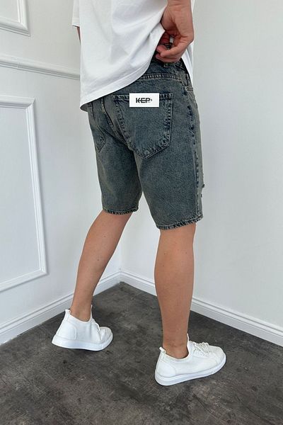 MADZEYMODA Ανδρικό τζιν σορτς με σκισίματα με λεπτομέρειες