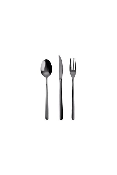 Porland Roxen Black Knife and Spoon Set - 84 Pieces, 12 Person