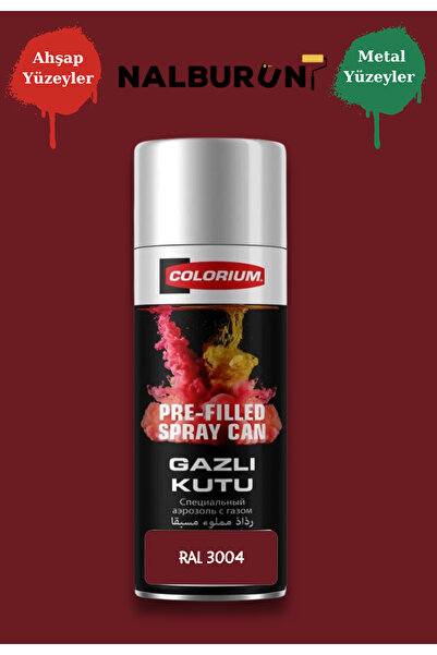 Colorium K7 Ral Renkleri 400 Ml Özel Doldurulmuş Selülozik Parlak Sprey Boya Ral 3004 Bordo