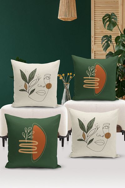 Bertille Home Seria minimalistă - Set de 4 huse de pernă imprimate digital
