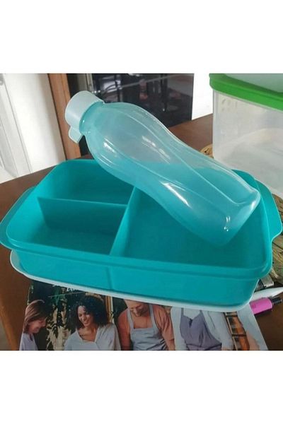 Tupperware 3 Compartment Lunch Box And 500 Ml Bottle