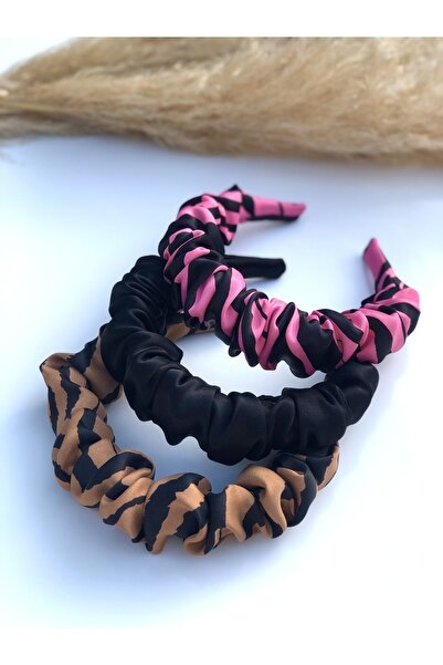 KİKİYS طقم تاج من الساتان بنمط الحمار الوحشي الملون مكون من 3 قطع إكسسوارات ش...