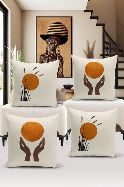Bertille Home Μινιμαλιστική Σειρά - Σετ 4 Καλύμματα Μαξιλαριού Ριχτάρι με Ψηφιακή Εκτύπωση