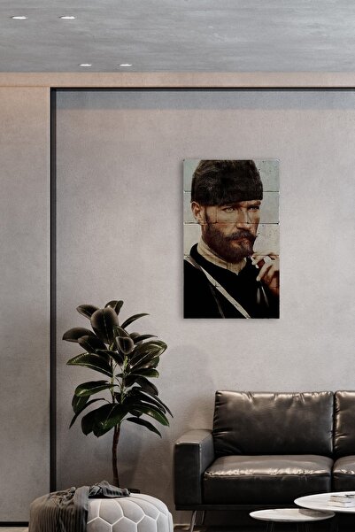 Natural Stone Atatürk Table - Staff Major Mustafa Kemal Tripoli - Wall Decor 30x50cm