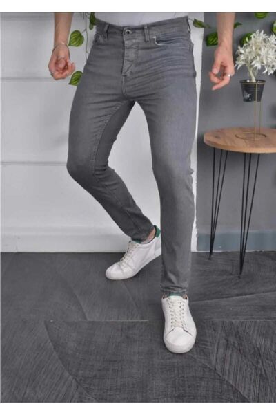 KOT GALERİA Bărbați Gri Slim Fit Lycra Blugi pentru bărbați Pantalon Pantalon...