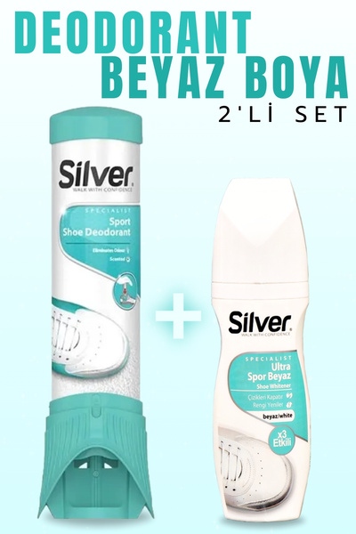 Silver Ayakkabı Deodorantı Koku Giderici Önleyici Sprey Güçlendirilmiş Beyaz Spor Ayakkabı Boyası 2li Set