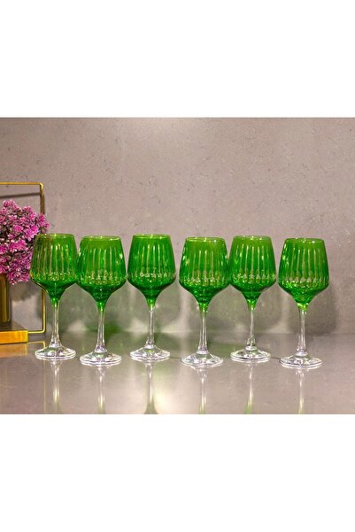 sudeka 6 Parça Kristal Kesme Renkli Cam Bardak 295cc