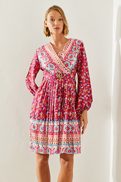 Bianco Lucci Rochie de damă plisată cu model floral - 22138 60251604