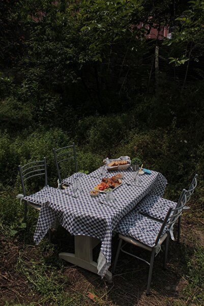 ADARYA HOME Yer Masa Piknik Örtüsü Sofra Bezi 160 X 160 , 4 Minder 45 X 45cm Set (GRİ)