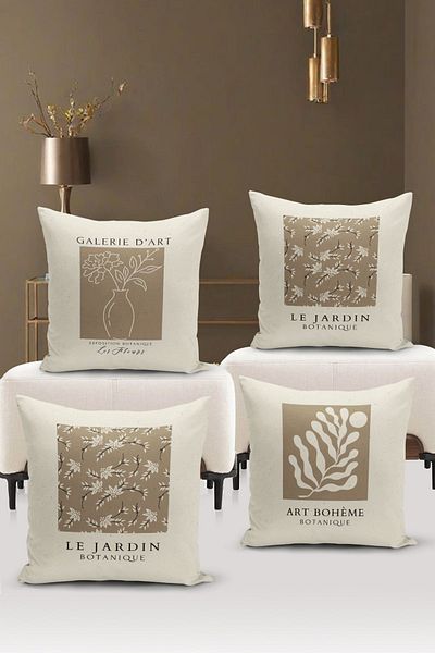 Bertille Home Σετ κάλυμμα μαξιλαριού ριχτάρι διπλής όψης Art Series 4 τεμαχίων (Σετ κάλυψης τέχνης)