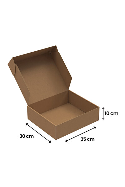 Packanya 35x30x10-500 Adet Kilitli E-Ticaret Karton Kargo Kutusu