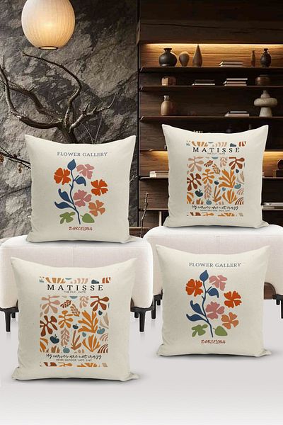 Bertille Home Σετ κάλυμμα μαξιλαριού ριχτάρι διπλής όψης Art Series 4 τεμαχίων (Σετ κάλυψης τέχνης)
