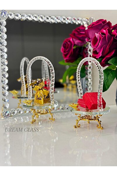 Dream glass 2 KİŞİLİK KULPLU GOLD KUŞ VE ELMAS  DETAYLI AYAKLI GOLDLÜX LOKUML...