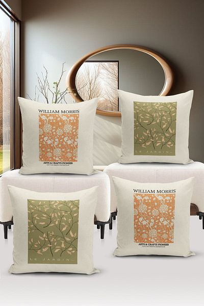 Bertille Home Σετ κάλυμμα μαξιλαριού ριχτάρι διπλής όψης Art Series 4 τεμαχίων (Σετ κάλυψης τέχνης)