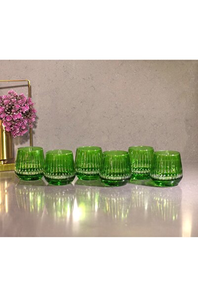 sudeka 6 Parça Kristal Kesme Renkli Cam Bardak 345 cc
