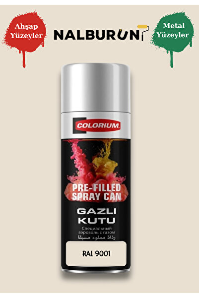 Colorium K7 Ral Renkleri 400 Ml Özel Doldurulmuş Selülozik Mat Sprey Boya Ral 9001 Krem