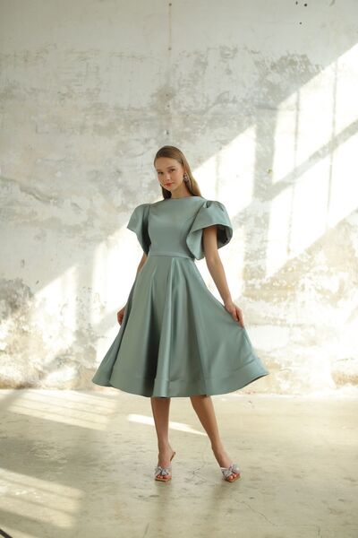 minel aşk Midi Boy Saten Elbise