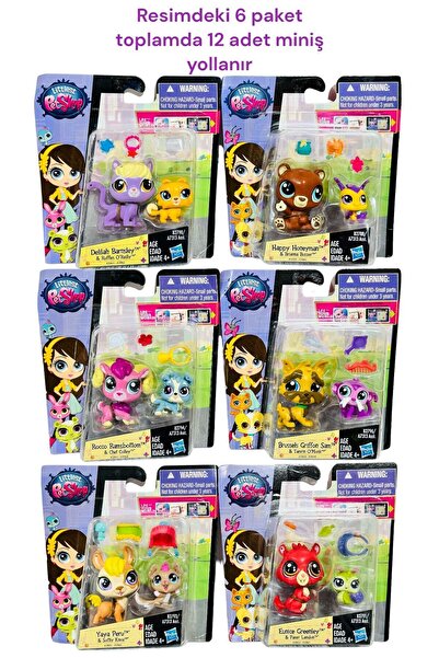 Littlest Pet Shop Miniş Littlest Petshop Tam 6 Paket Birden Lisanslı Kutulu M...