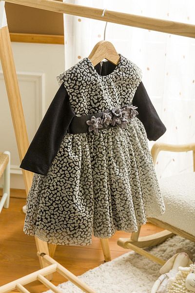 Babydola Patterned Tulle Baby Girl's Evening Dress Holiday Dress 13892