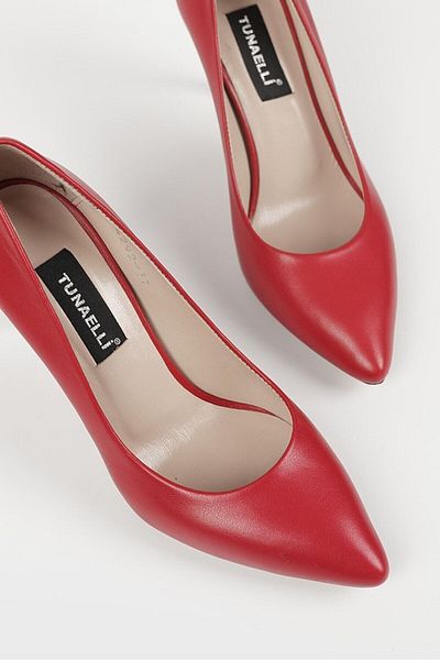 TUNAELLİ PANTOFI STILETTO CU TAC DE PIELE VERITĂRĂ ROȘU DE FEMEI MĂRIMEA 35-40