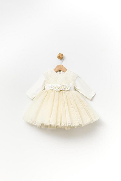 Babydola Patterned Tulle Baby Girl's Evening Dress Holiday Dress 13892