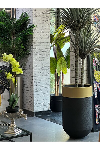 Ornamenti Design Castina Metal Saksı Siyah Eskitme