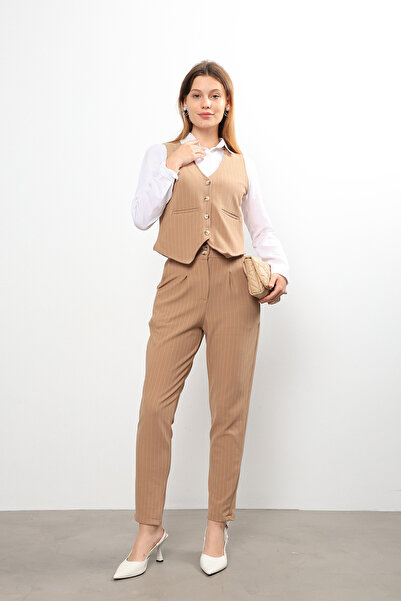 İKLİM LİFE Mink Striped Vest and Trousers Set