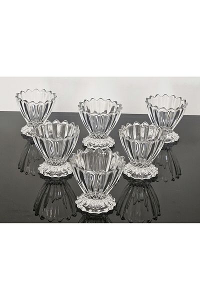 atabey home collection 6 Piece Glass Small Footed Bowl - Snack Bowl and Turkish Delight Bowl Set