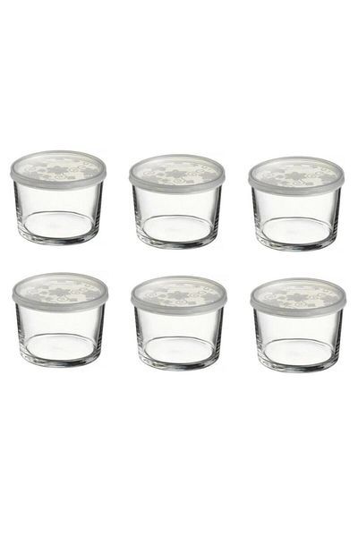 Paşabahçe Glass Storage Container with Lid 6 Pieces Breakfast 220cc Fma07064
