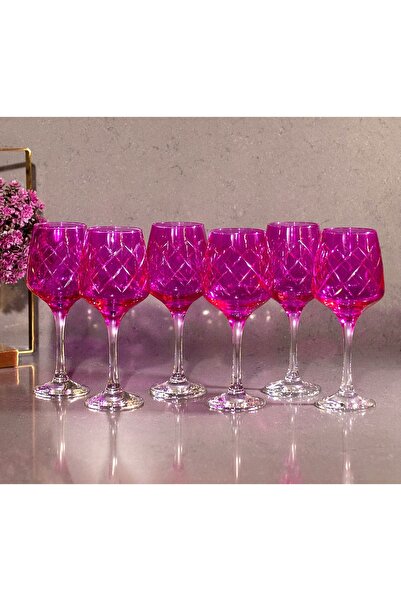 sudeka 6 Parça Kristal Kesme Renkli Cam Bardak 295cc