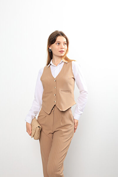 İKLİM LİFE Mink Striped Vest and Trousers Set