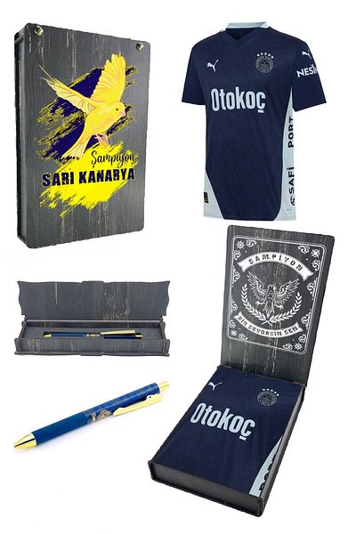 Fenerbahçe 24-25 Season Licensed Blue Jersey and Pencil Set - Gift Wooden Box